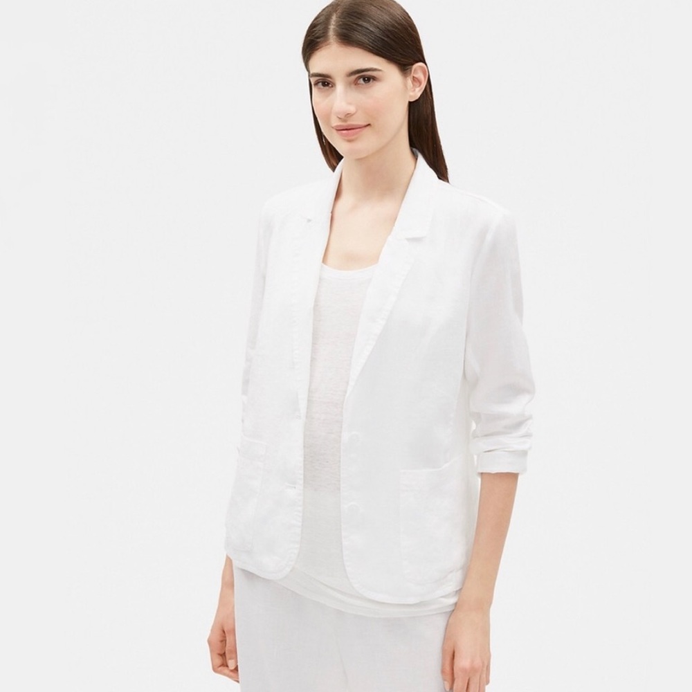 Eileen Fisher Organic Linen Notch Collar Blazer